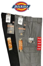 Dickies Regular Fit Straight Leg Cargo Cell phone Pocket Work Pants Black Gray