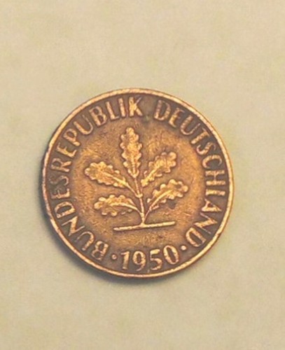 1950 F Germany 10 Pfennig Coin - Bundesrepublik Deutschland - Picture 2 of 2
