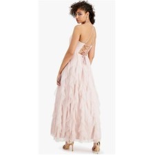 Teeze Me Junior Women 0 Petal Glow Blush Pink Embellished Long Dress NWT BZ71