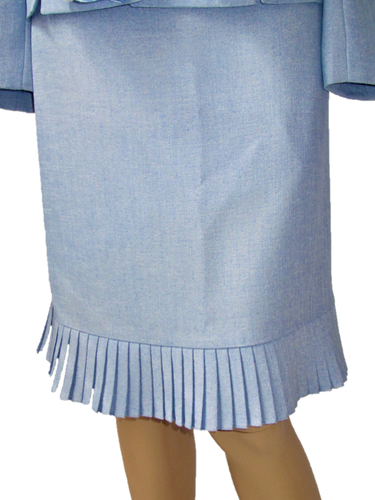LE SUIT Women's $220 2PC Pale Light Blue Woven SKIRT SUIT SZ 10P +FREE SCARF NWT - Picture 3 of 4