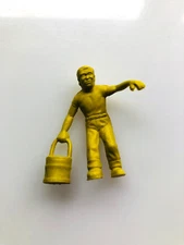YELLOW RUBBER MAN WITH A PAIL - FARMING AUBURN Vintage 1950's 2" Toy MARX