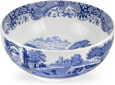 Spode Blue Italian Deep Round Serving Bowl, 10.75 Inch Fine Porcelain