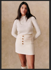 Sezane Size M AU 10 US 6 Sorena Cream 100% Merino Wool Business Cocktail