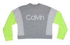 Calvin Klein Colorblocked Logo Front Hi-Neck Long Sleeve Cropped Sweatshirt NWT