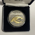 Alaska Humpback Whale 24k Gold Gilded Coin 1 Troy Oz .999 Fine Silver Rare Round