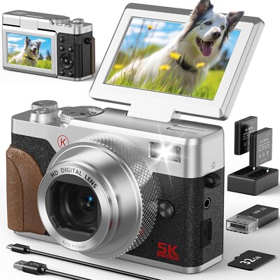 5K Digital Cameras 64MP 18X Autofocus Video Compact Camera  for Beginner Youtube