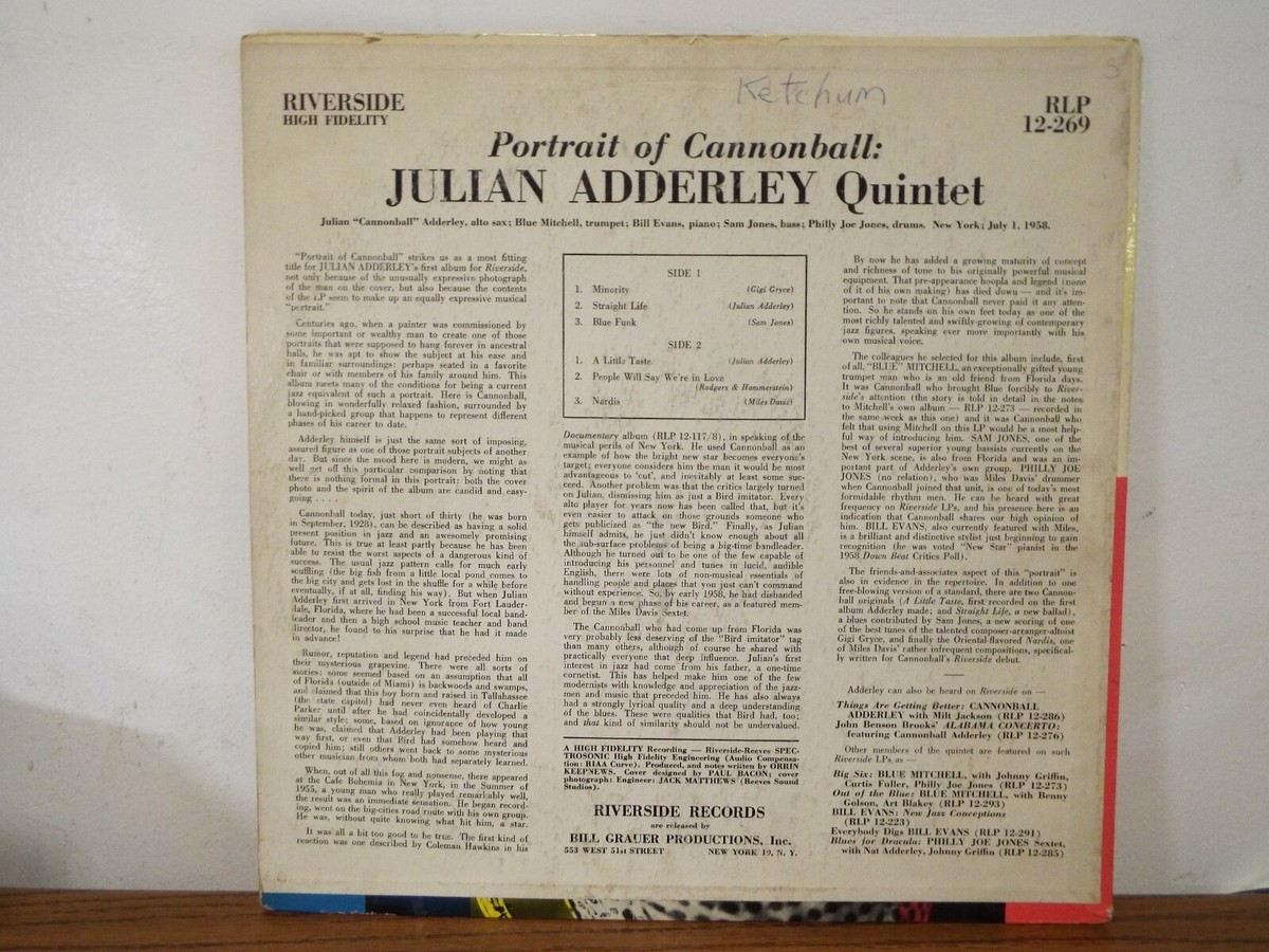CANNONBALL ADDERLEY QUINTET 1958 PORTRAIT LP VINYL ALBUM | eBay