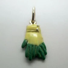 Sterling Silver GARDENING GLOVES Charm for Bracelet PENDANT Hand-enameled Cute!