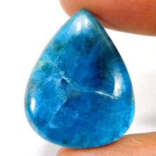 34.90Cts. 100 Natural Unique Blue Apatite Pear Cabochon Loose Gemstone