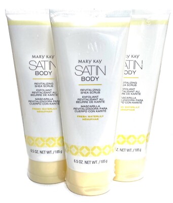 MARY KAY SATIN BODY REVITALIZING SHEA SCRUB~FRESH WATERLILY~LOT OF 3~FULL SIZE!