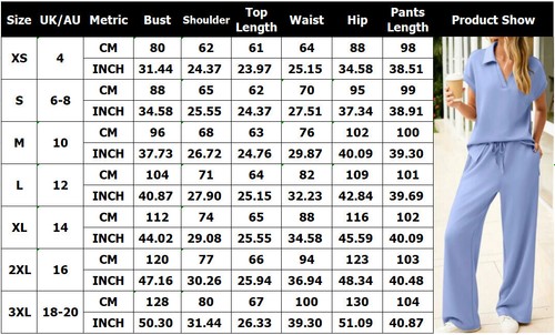 Ladies Casual Loose Tracksuit V Neck Shirt Tops Pants Set Lounge Wear Plus Size - Picture 24 of 24