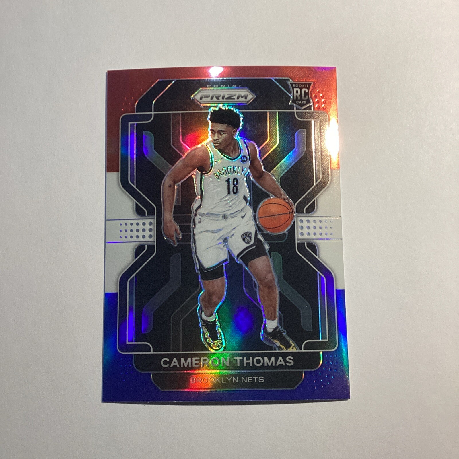 Cameron Thomas 2021-22 Prizm Red White Blue Basketball Rookie Card Nets RC #297