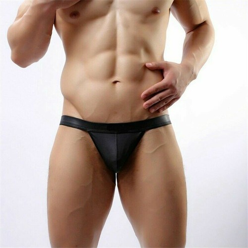 Hombres Pene Bolsa Ropa Interior Jockstrap Sexy Butt Marido Imitación Cuero Tanga Calzoncillos - Imagen 49 de 75