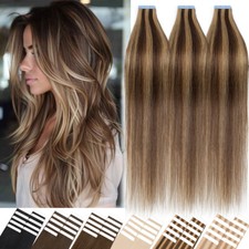 AAAA Tape Hair Extensions Real Remy Human Hair Extension Tape In Skin Weft 200G