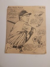 Pinky Higgins Tigers 1944 Cartoon Sketch By PAP