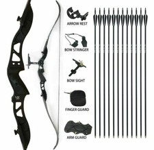 Takedown Recurve Bow Bersaglio 66" Set Frecce Sinistro Longbow Giochi Pratica