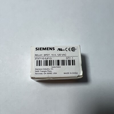 Siemens 3TX7110-5JF13 Relay Plug-In General Purpose 15A 120Vac Coil SPDT NEW