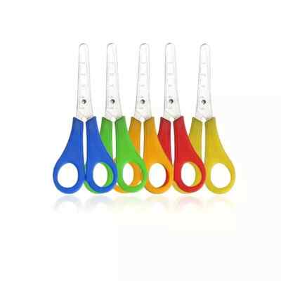 Schere 130 mm abgerundete Kanten mit gebogenem Lineal für Kinder Sicherheit Basteln Schule