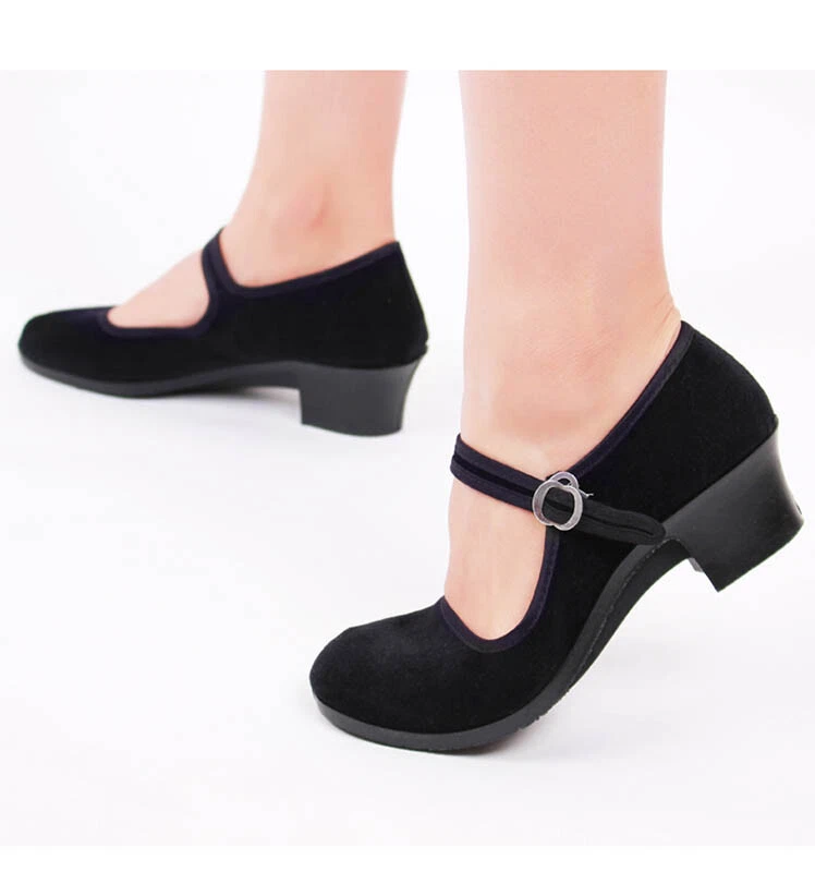 Amazon.com | Women's Chunky Closed Toe Mid Block Heels Classic Mary Jane  Work Pumps Comfortable Ankle Strap Buckle Round Toe Wedding Shoes,Women's T  Strap Dress Shoes | Pumps