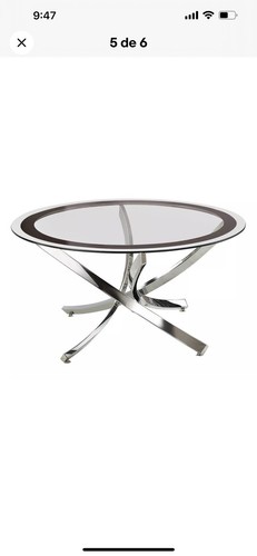 Coaster Modern Glass Top End Table with Curved Base in Chrome - Picture 3 of 11