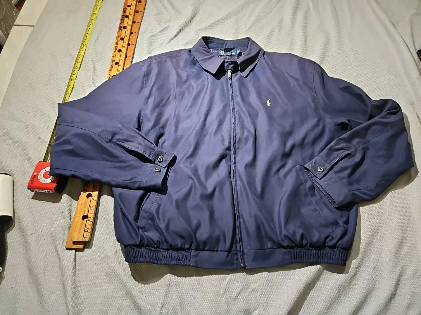 Polo Ralph Lauren giacca uomo XL blu zip pony preppy golf Harrington colletto ad anello