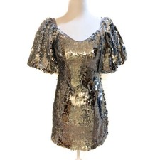 New Designer Dress; Rhode 'Dali' Party / Prom Dress; Size 4 UK, Silver, Sequins