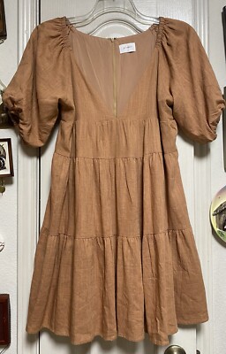 Gorgeous GIRL AND THE SUN Lorey Lovely Tan M Boho Dress
