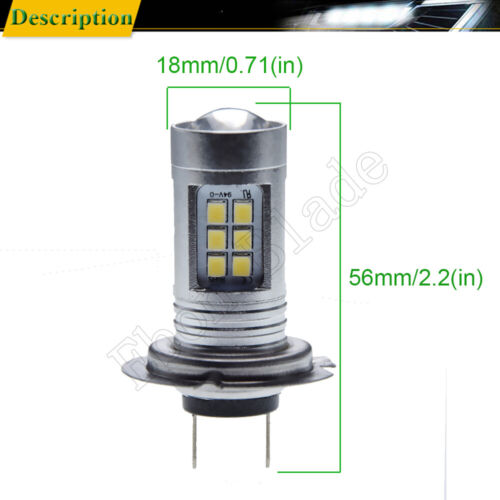 2Pcs Car LED Auto Bulbs Fog Light DRL Driving Lamp 6000K White H7 3030 12V 24V - Imagen 3 de 8