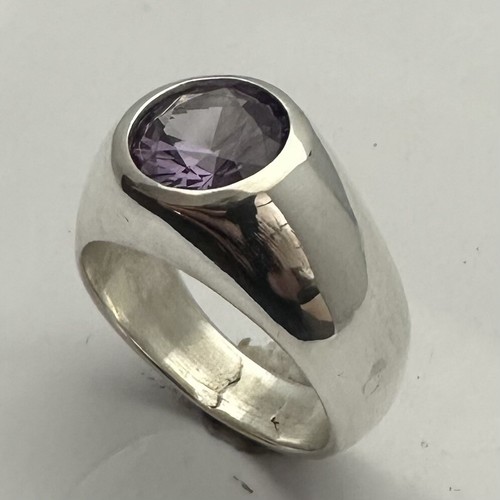 MJG STERLING SILVER MEN'S RING. 10MM LAB CREATED ALEXANDRITE. S9. JUNE BIRTH. - Picture 2 of 6