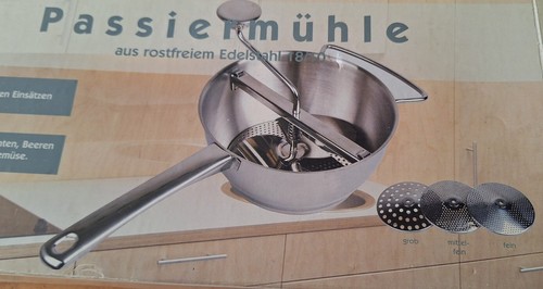 Passiermühle Edelstahl mit 3 Einsätzen
