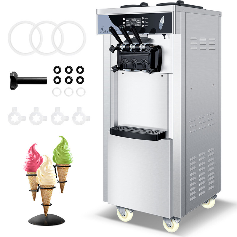 LEEVOT Commercial Ice Cream Machine 3 Flavors Frozen Soft Yogurt Maker 28L/H