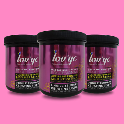Lovyc Keratin Hair Mask with Tsubaki Oil   Anti-Frizz   25.3 fl oz (3-Pack)