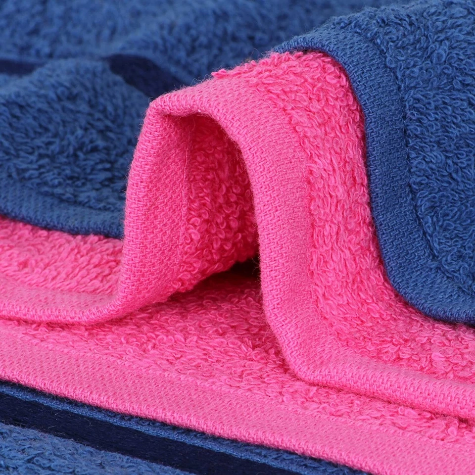 Cotton Bath and Hand Towel Set 450 GSM Pink and Navy Set of 6 Piece - image 3 of 4