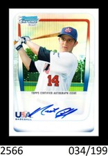 1-2011 BOWMAN CHROME DRAFT REFRACTOR AUTO NICK CIUFFO RANGERS 034/199