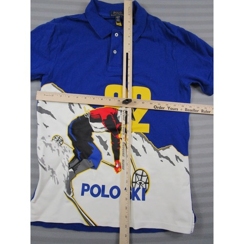Polo Ralph Lauren Polo Shirt Kids XL Blue Ski 92 Retro Skier Graphics - Picture 5 of 8