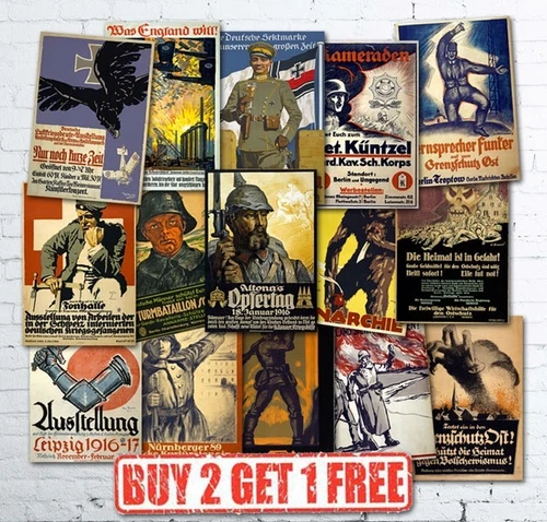 Large A2/A1 Quality Vintage German WW1 World War 1 Propaganda Military Posters