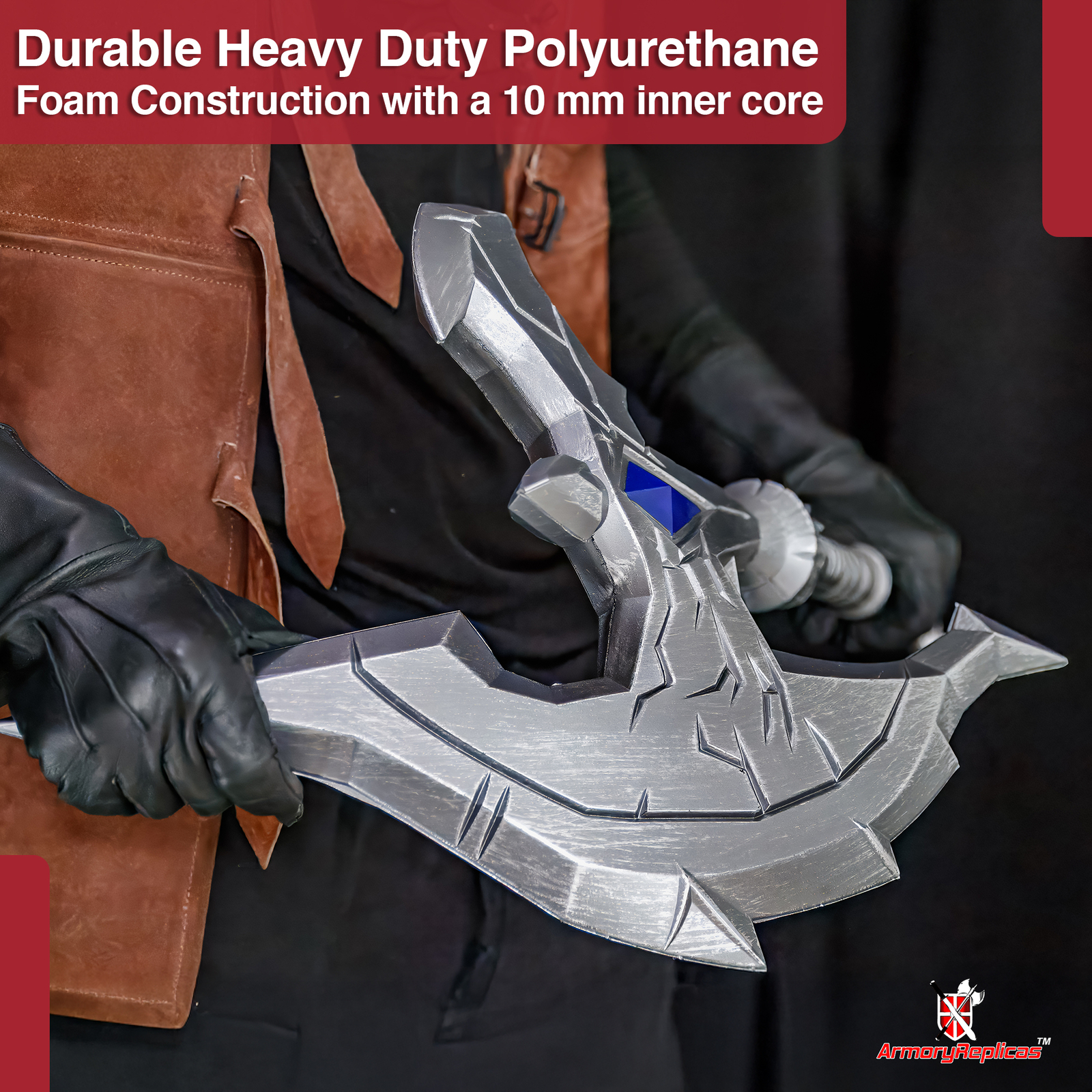 Fantasy War Axe Foam LARP Prop 36" Viking Cosplay Weapon Silver Blue Design