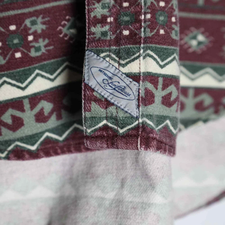 Levis Southwestern Button Up Mens L Red Striped Aztec Long Sleeve Shirt 90s Vtg - Image 2 of 4