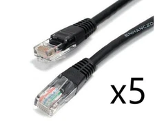 5 Pack Lot - 5ft CAT5e Ethernet Network LAN Router Patch Cable Cord Wire Black