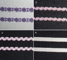 Assorted Gimp Braid Trim 5 - 6 Yards Pink Cream Lavender 153X CLOSEOUT