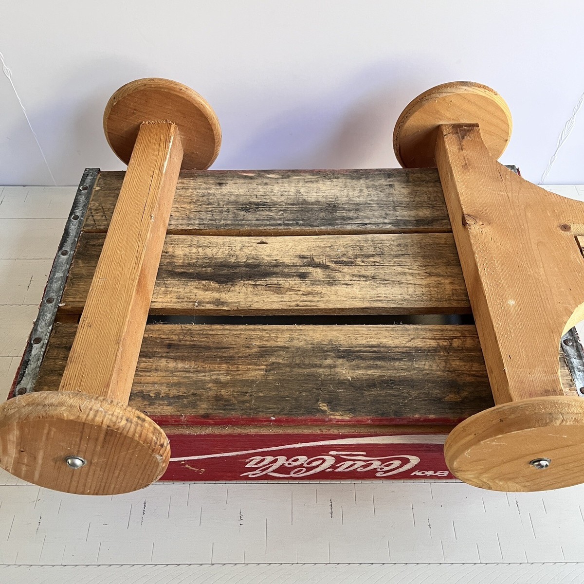 COCA-COLA RED CRATE WAGON Vintage Wooden Antique Decor Coke