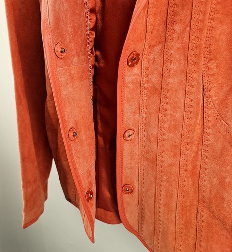 NWT Vintage Bradley Bayou Suede Leather Jacket Womens XS Y2K Designer Coral Nice - Picture 5 of 14