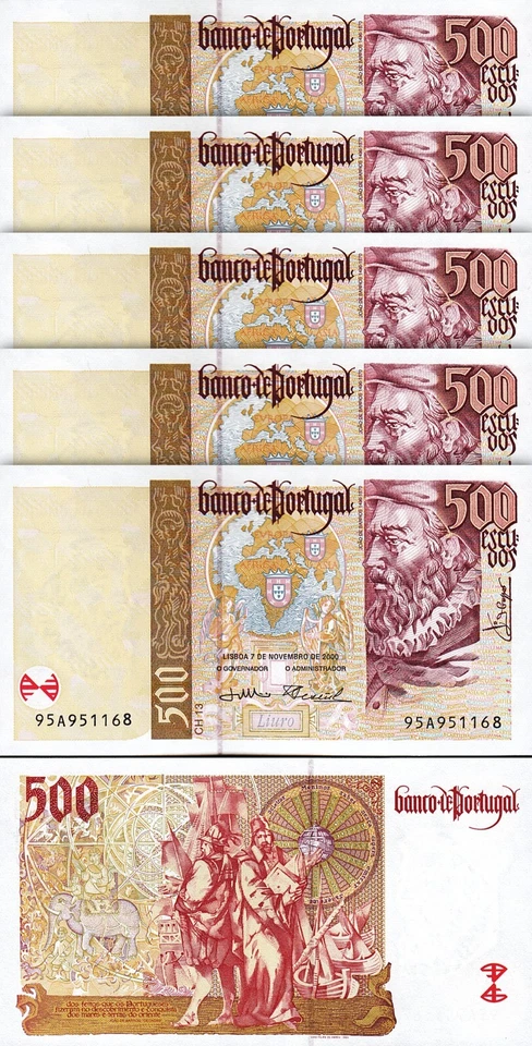 Portugal 500 Escudos 7-11-2000, UNC, 10 Pcs LOT, Consecutive, P-187c - Image 2 of 4
