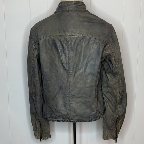 Muubaa Kendyll umgedrehter Kragen verzerrt verwittertes Leder Biker Motorradjacke 10 - Bild 7 von 9