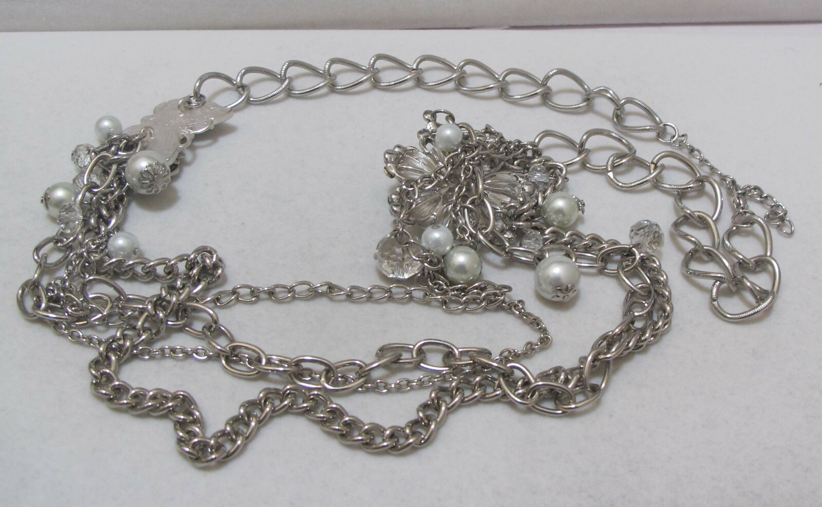 Statement Silver Tone Rhinestone FLOWER & BUTTERF… - image 7