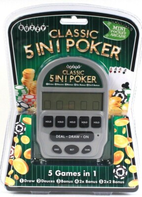 1 Buzzy Mini Pocket Arcade Classic 5in1 Poker Draw Deuces Bonus 2x Bonus 