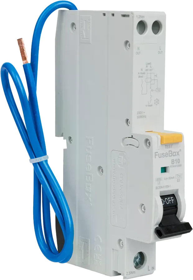 New FuseBox RTA061030B TYPE A 10A 30mA B CURVE RCBO - Image 3