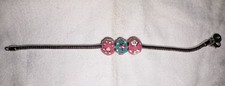 Girls Charm Bracelet 2 Floral Beads, 1 Crown Bead 6 Inch By LMTS