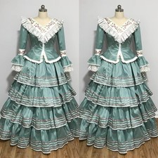 Victorian Blue Ball Gown Renaissance Civil War Top Skirt Southern Belle Tea Gown
