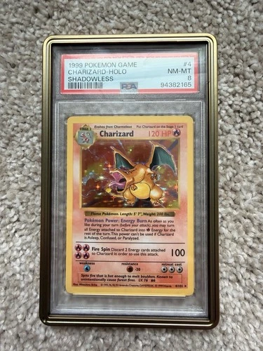 1999 Pokemon Shadowless Charizard Holo #4/102 PSA 8